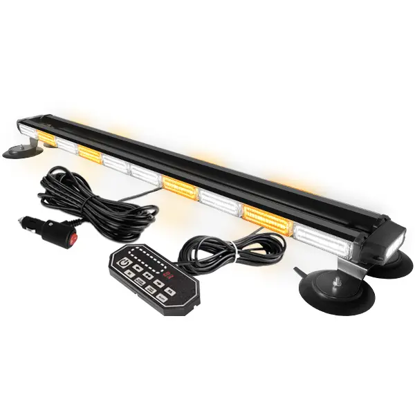 42 inch 206 LED Roof Top Work Light Bar w/Controller, Amber White LED Lights Bar Double Side Safety Light w/Magnetic Mount for Trucks Vehicles Construction Tow Pickup Snowplow