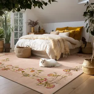 Washable Rug Area Rugs for Living Room: Bedroom Rug Stain Resistant Non Slip Low Pile Ultra Soft Faux Wool Lightweight Large Carpets for Dining Room Kitchen Farmhouse Home Office Indoor