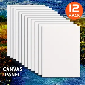 12pcs/4pcs White Canvas Panels | 17.78x22.86cm Art Painting Board Bulk for Oil, Acrylic, Gouache, Tempera, Flow Pouring Paint, Art Supplies