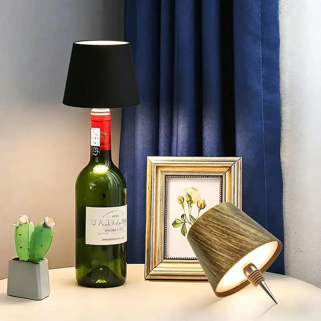 Wireless Wine Bottle Light with Adjustable Brightness,LED Lamp for Bedroom Dining Bar, USB Rechargeable Battery Powered, Customizable Led Lights