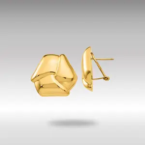 14K Gold Polished Knot Omega Back Post Earrings - Model E428