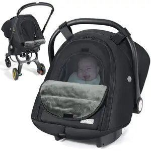 Orzbow Winter Car Seat Cover for Babies, Waterproof Carseat Canopy Cover with Peep Window of Breathable Mesh, Warm and Cozy Baby Car Seat & Carrier Covers for Cold Weather, Machine Washable