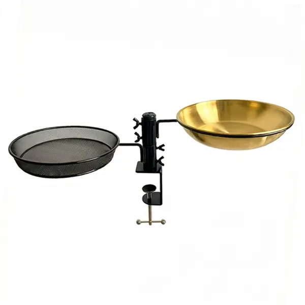 Metal Wildbird Feeder & Detachable Birdbath, Railing-Mount with 8in Diameter Platform Tray & Bowl, Adjustable Clamp, 2.5in Max Fit for Deck/Porch Outdoor Handrail Bird Feeding Supplies
