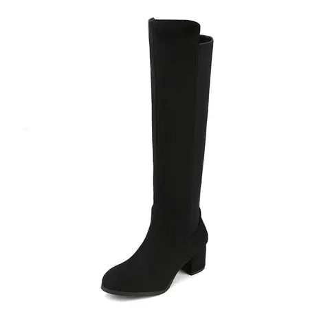 Dream Pairs Women's Chunky Knee-High Stretch Soft Suede Shoes - Summer Vibes Footwear, Boot,shoes for back to school,back to school shoes