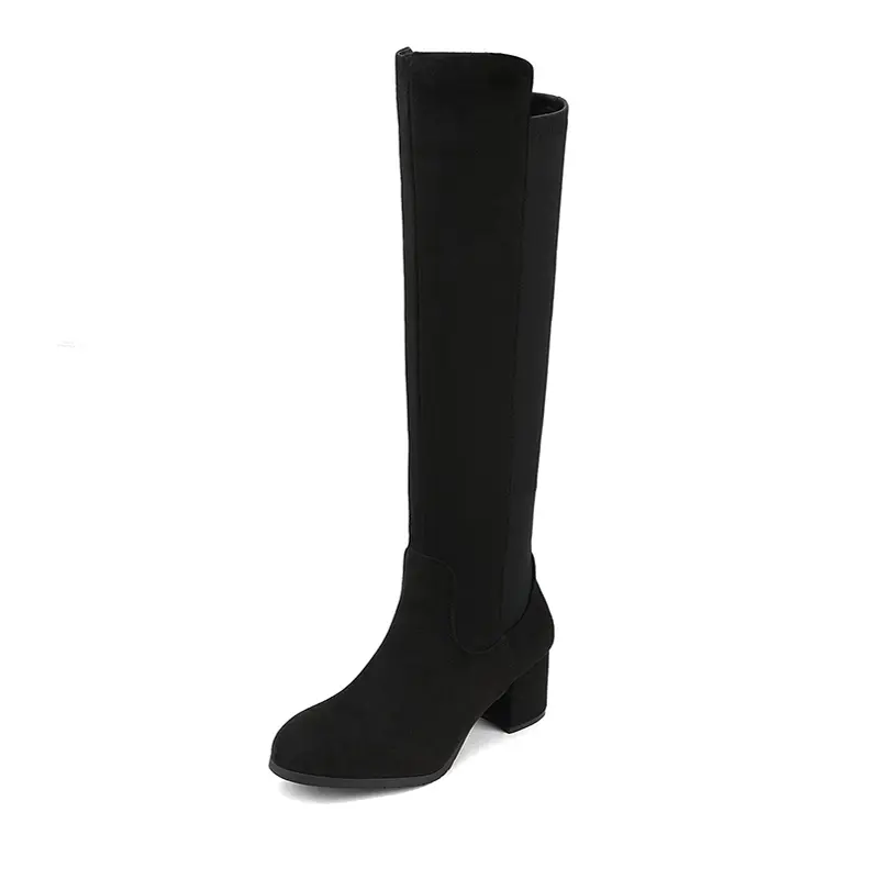 Dream Pairs Women's Chunky Knee-High Stretch Soft Suede Shoes - Summer Vibes Footwear, Boot