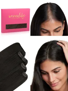 WENNALIFE Scalp Hair Fill Ins Human Hair Clip in Hair Extensions 14-18 Inch 10g-30g Light Blonde Highlighted Golden Blonde Remy Thinning Hair Fill Ins Soft Silky Texture Easy Clip-In