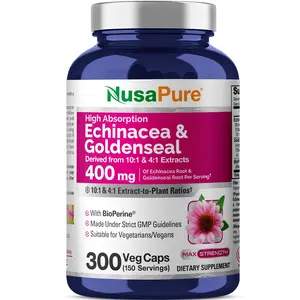 NusaPure Echinacea 20:1 Extract Healthcare Dietary Supplement, 300 mg, 200 Vegan Veggie Capsules, Non-GMO, Gluten-Free Herbal Immune Support Vitamins