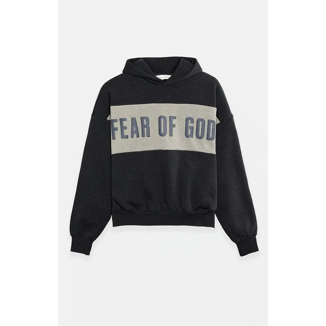Fear of God ESSENTIALS Men's Iron Grey Heather Paneled Cropped Relaxed Hoodie
