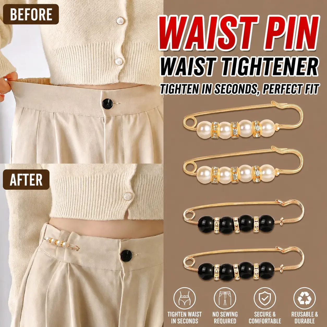 16 Counts Pearl Brooch Pins, No Sewing Fasteners for Sweater Shawl Cardigan Collar, Faux Pearl Clothing Dresses Decoration Pant Tightener for Women, Mixed Style Assortment