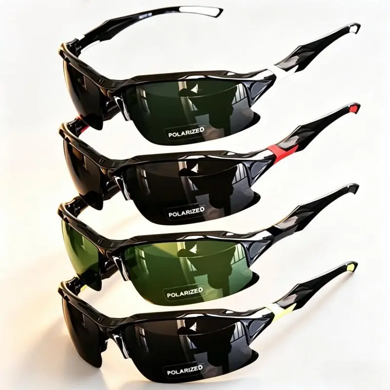 Men's 4-Pack Outdoor Sport Sunglasses - Polarized UV400 Protection, Windproof & Sandproof, Comfortable Stylish Eyewear for Golf & Daily Use, Polarized Sunglasses