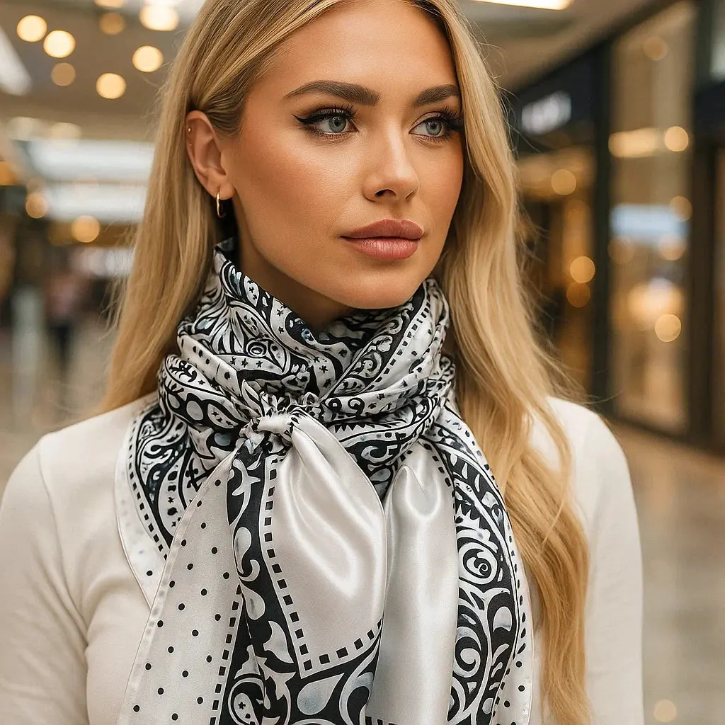 Black/White Polka Dot & Paisley Wild Rag - Western Scarf