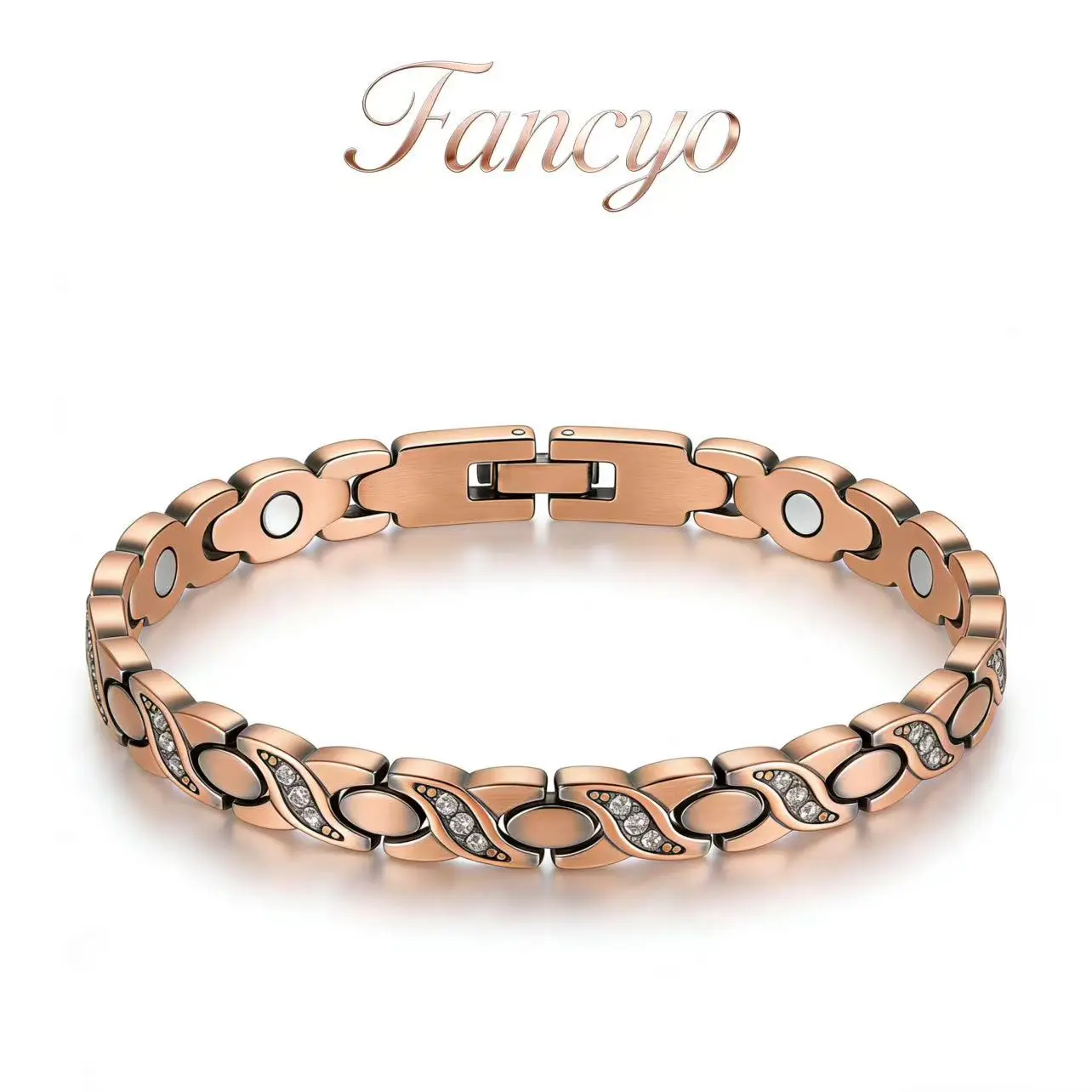 Fancyo Pure Copper Cuff - Sleek Magnetic Fashion Bracelet with Adjustment Tool - Timeless Jewelry Gift for Family