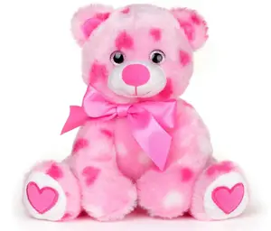Pink Plush Stuffed Animal Teddy Bear with Hearts, Soft Cuddly Plush with  Pink Bow, Gift for  Special Occasions Like Valentines Day, 8.5 inches