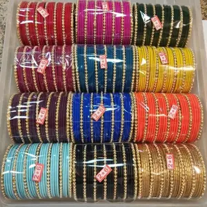 Vibrant Colorful Bangle Set - 24 Pieces with Gold Accents for Festive Wear