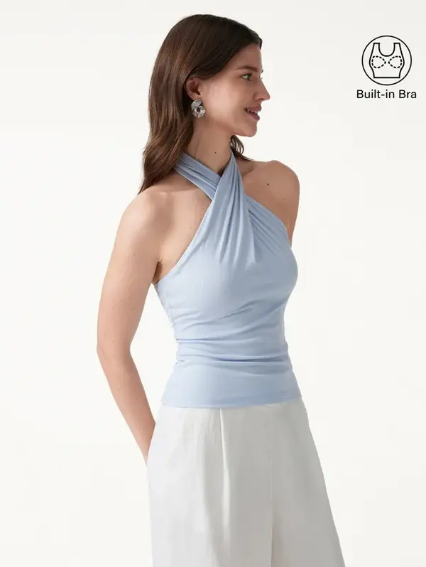 Cr1ss Cr0ss Halter Neck Going-Out Bra Top