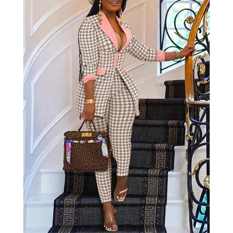 Houndstooth Set pink and white
