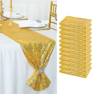 【Party Decoration】1 6 10Pack Sequin Table Runner 12Ft Glitter Fabric Linens for Birthday Party Cake Tabble Banquet Wedding Party Bridal Shower Farmhouse & Home Decor Thanksgiving Christmas Decoration Sparkling Table Runners