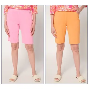 Quacker Factory Set of Two Pull-On 11" Shorts