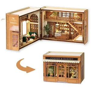 DIY 3D Country Style Wooden Book Nook Kit, Creative Miniature Home Model, Decorative Craft Puzzle for Bookshelf, Unique Gift for All Occasions