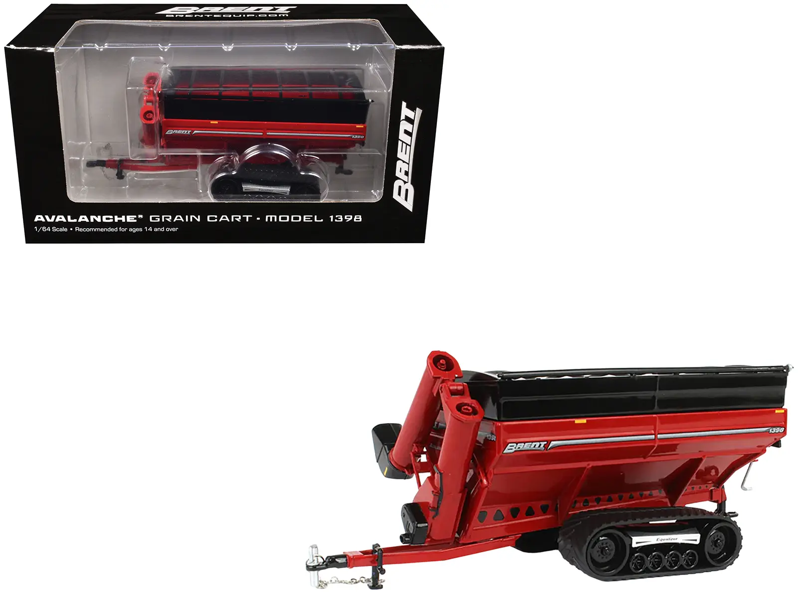 Brent 1398 Avalanche Grain Cart with Equalizer Tracks Red 1/64 Diecast Model by SpecCast