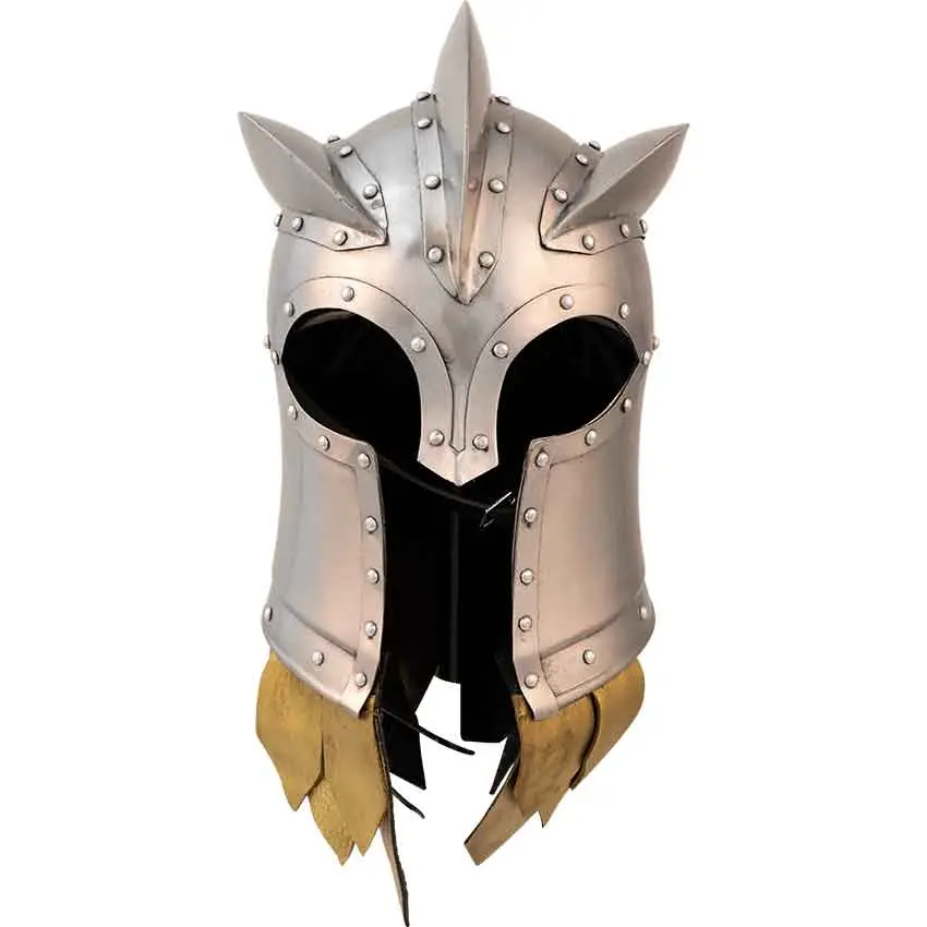 Medieval Warrior Kings Guard Fantasy Helmet 18 Gauge Steel Greco-Roman Design Leather Lining T-visor Wooden Display Stand, Knight, Themed Headwear, Accessories, Comfortable, Medieval Armor Costume Accessories, Fantasy Medieval Costume Accessories
