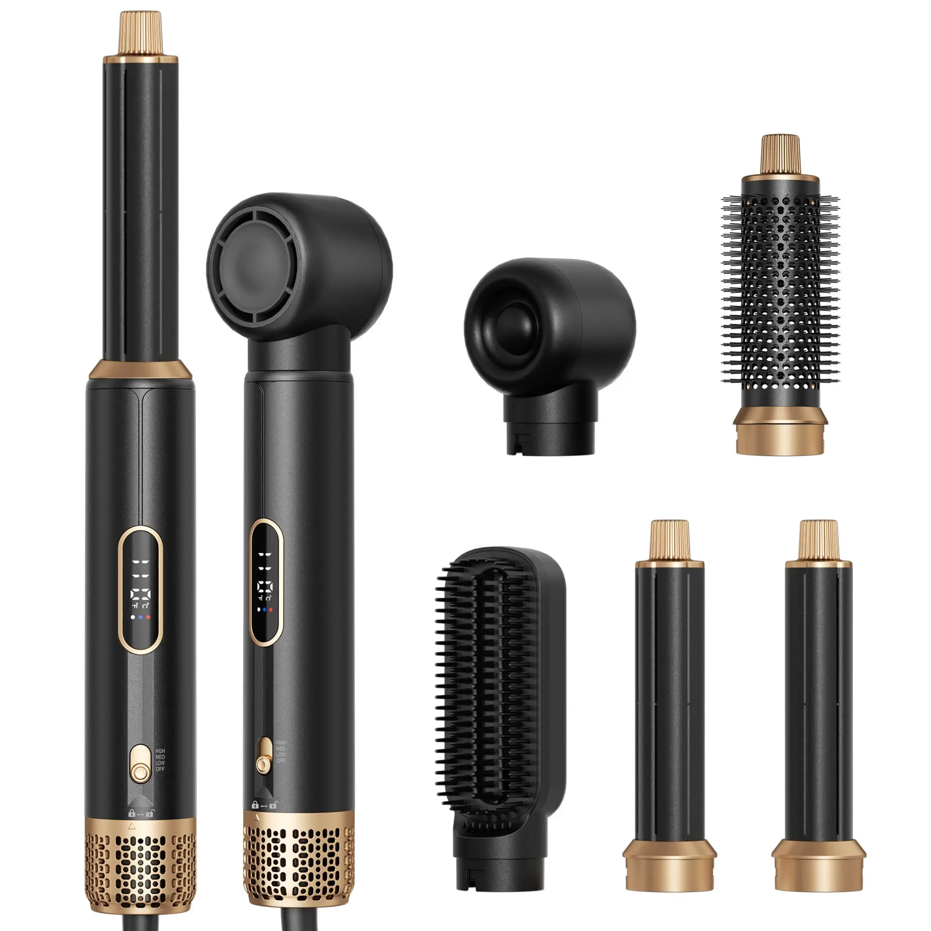 AURA 5-in-1 Dual Voltage Air Wrap Styler - Professional High-Speed Dryer Brush & Auto-Wrap Curler Set, Travel-Friendly Multistyler for All Types & Lengths, Creates Smooth Curls, Hair Curler