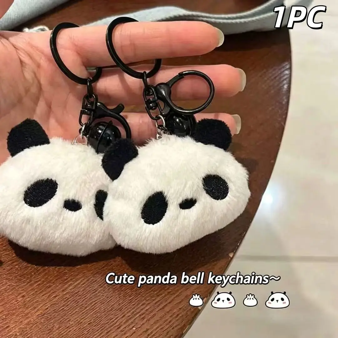 Cute Plush Panda Bell Charm, Soft Adorable Keychain, Panda Key Ring, Fashion Accessory for Backpacks, Handbags, Car Keys, Daily Decor, Gift Idea