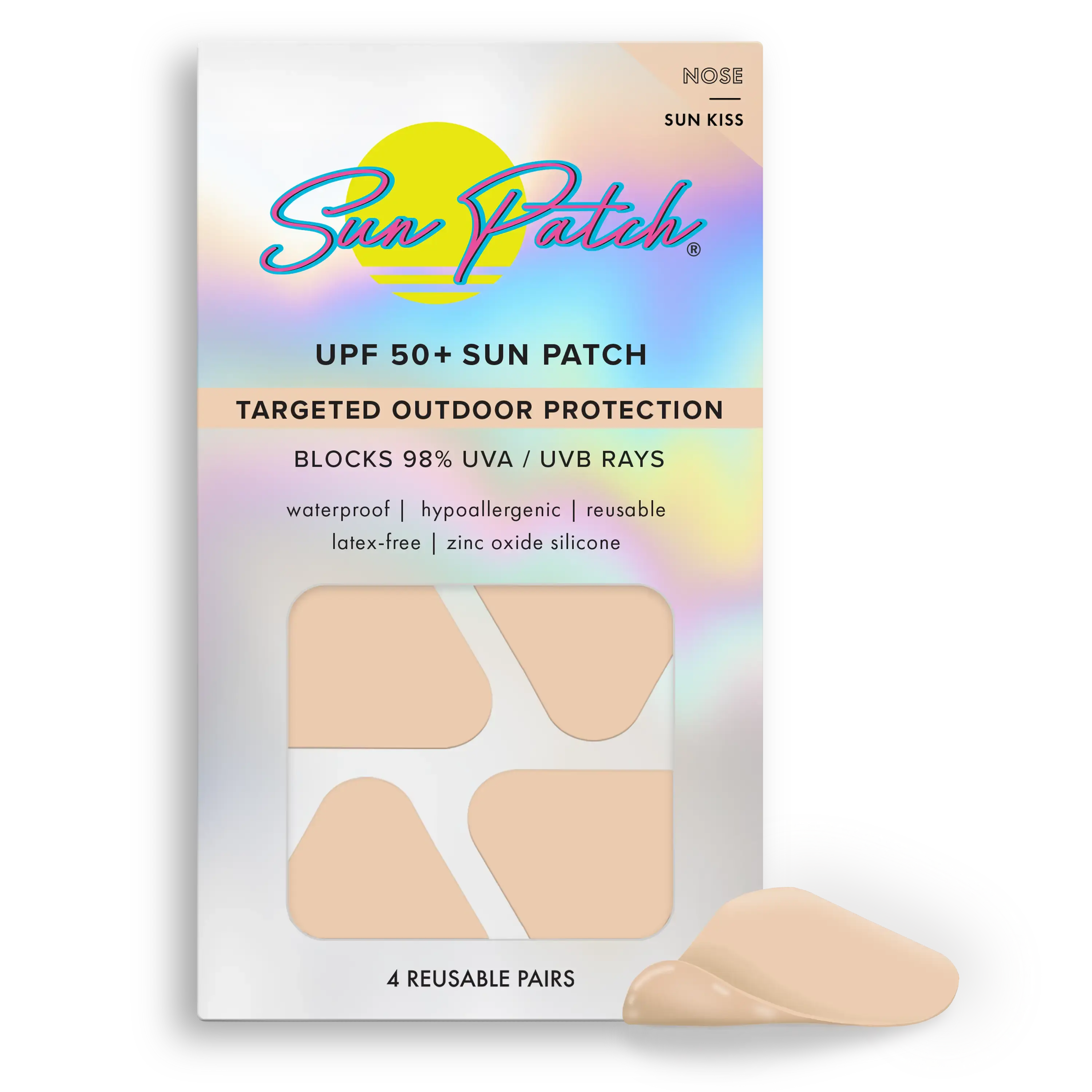 Sun Patch Nose UV Protection UPF 50+ Targeted Outdoor Sun Defense Blocks 98% UVA UVB Rays Waterproof Reusable Silicone Zinc Oxide