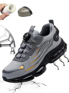 Men's Steel Toe Work Shoes, Work Safety Shoes, Casual Comfortable Breathable Anti-Smash and Anti-Puncture Shoes, Fashionable Non-Slip Shoes for Outdoor Hiking