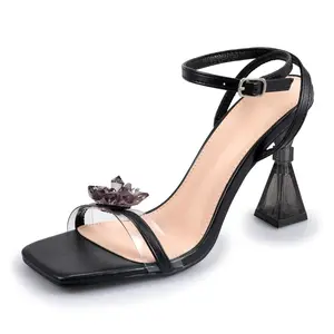 Women's Fresh and Transparent style Square toe Ankle strap  Sandals Summer Footwear Fashion Girl Walking Shoes Comfort