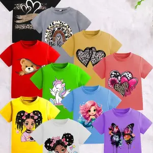 10-piece set, randomly select 1 color, suitable for sporty boys and girls, summer T-shirts, soft and casual tops, ideal for holidays, everyday wear, and outdoor activities, Graphic Shirts