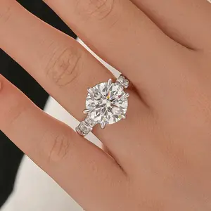 Effinny Jewelry 6.0ct Round Cut Engagement Ring, 925 Sterling Silver Promise Ring, 5A Cubic Zirconia 6 Prongs Bridals Ring for Wedding, Party,Travel