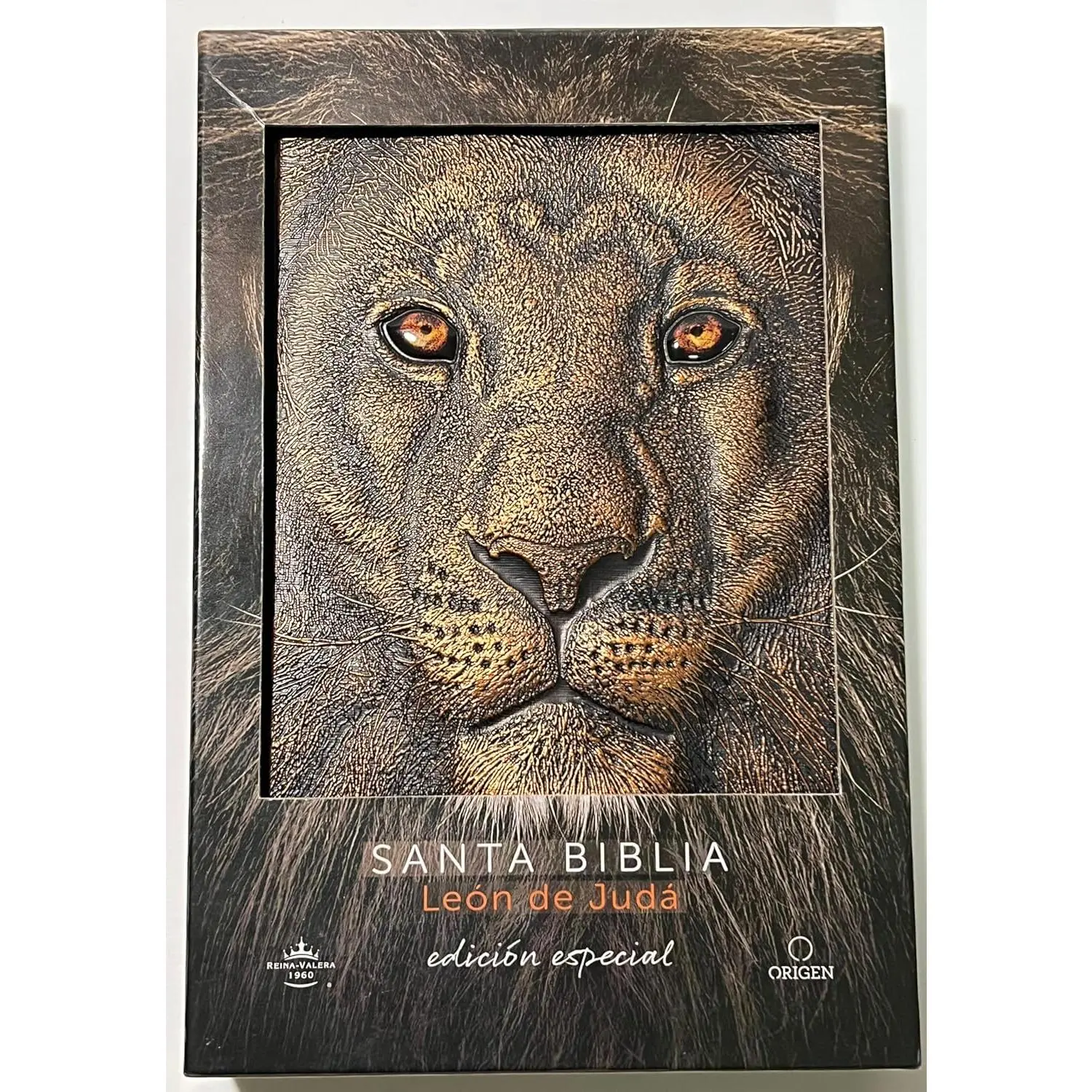 Spanish Unabridged RVR 1960 Large Print Bible, Lion of Judah Special Edition, Imitation Leather, 3D Print, 6.1 x 1.48 x 9.05 inches, Includes Marking Tape (Spanish Edition)