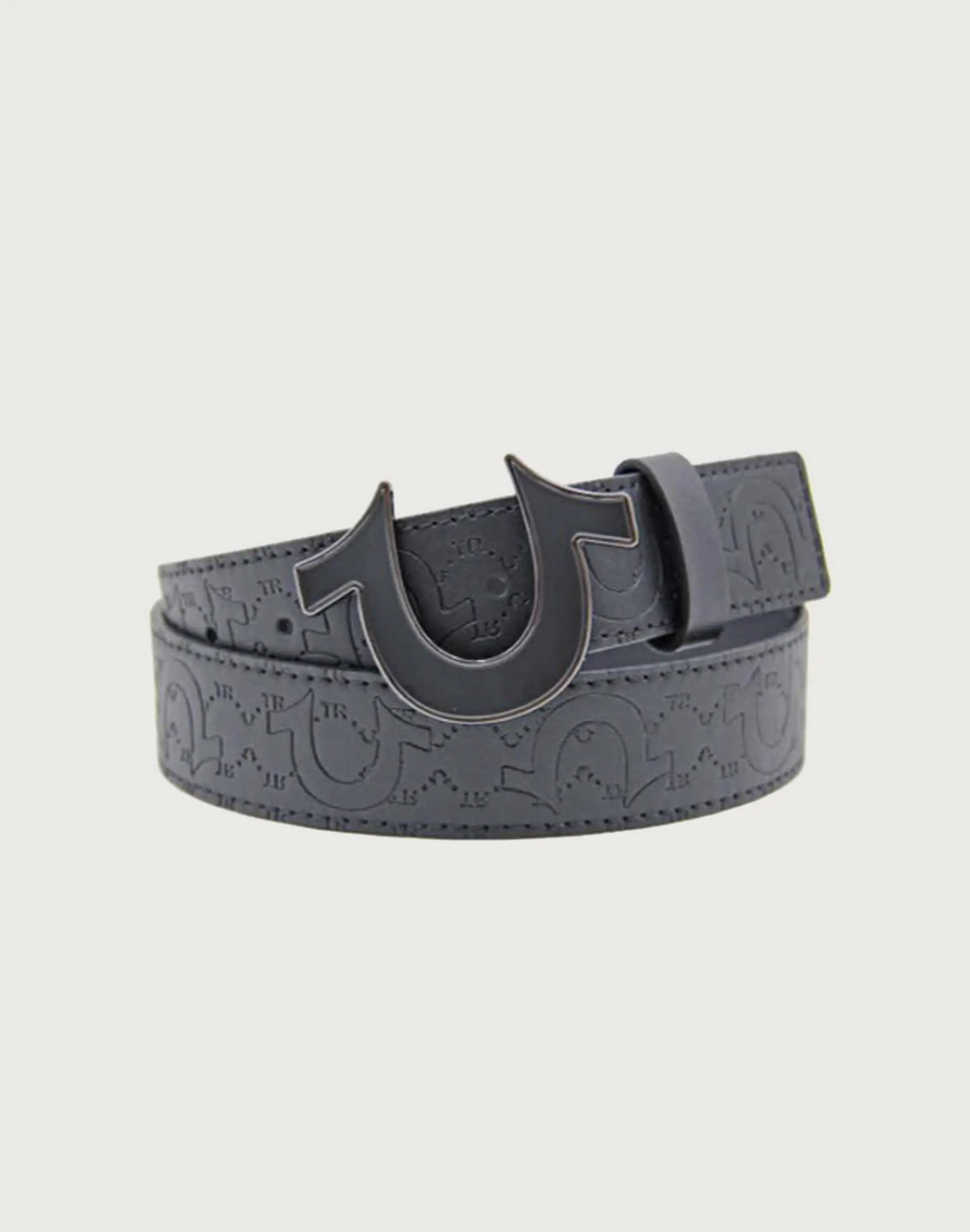 Mens True Religion Embossed Horseshoe Enamel Buckle Belt