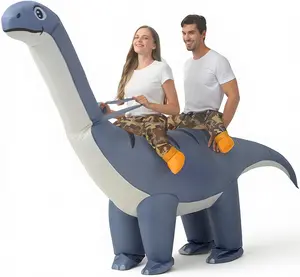 Inflatable Dinosaur Costume 2-Person for Adults, Conjoined Diplodocus Halloween Costume for Couples, Friends Family Funny Blow Up Ride on Costumes for Themed Party and More