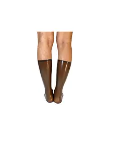 Latex Women's Sheer Deep Brown Calf Stockings Personal Party