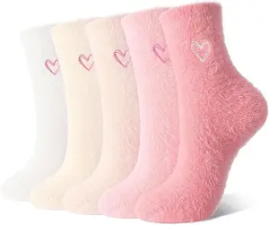 5 Pairs Fuzzy Socks for Women Soft Fluffy Home Sleeping Socks Winter Warm Cozy Slipper Sock cashmeresocks