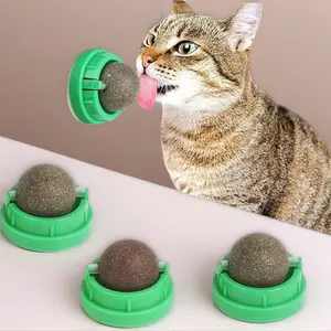 3PCS Catnip Balls for Cats – Wall Mounted Edible Catnip Toys for Licking, Chewing & Teeth Cleaning, Healthy Kitten Toy Set