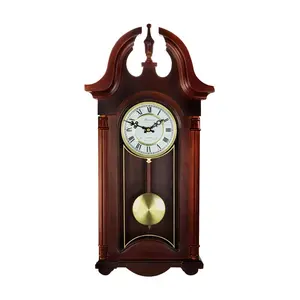 26.5 Inch Chiming Pendulum Wall Clock in Colonial Mahogany