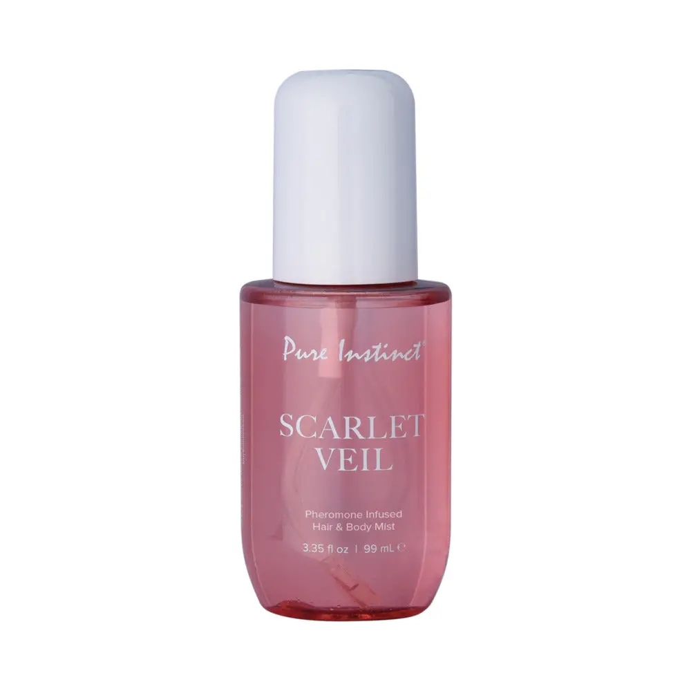 Women's Pure Instinct Scarlet Veil Pheromone-Infused Hair & Body Mist - Jasmine, Amber & Cedar Scent, 3.35 fl oz (3 to 3.9 fl oz range), TSA-Sized Vegan Formula, Amplify Personal Magnetism, Layer Anytime, Youth-Enhancing, Cosmetic Use Only