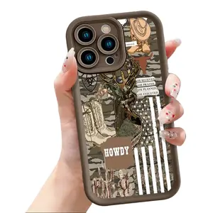 Trendy Western Camo Cowgirl Collage Design Phone Case for iPhone 17 16 15 14 Pro Max 13 12 11 XR XS Plus Air | Slim Shockproof Anti Scratch TPU Protective Cover | Country Western Phone Accessory