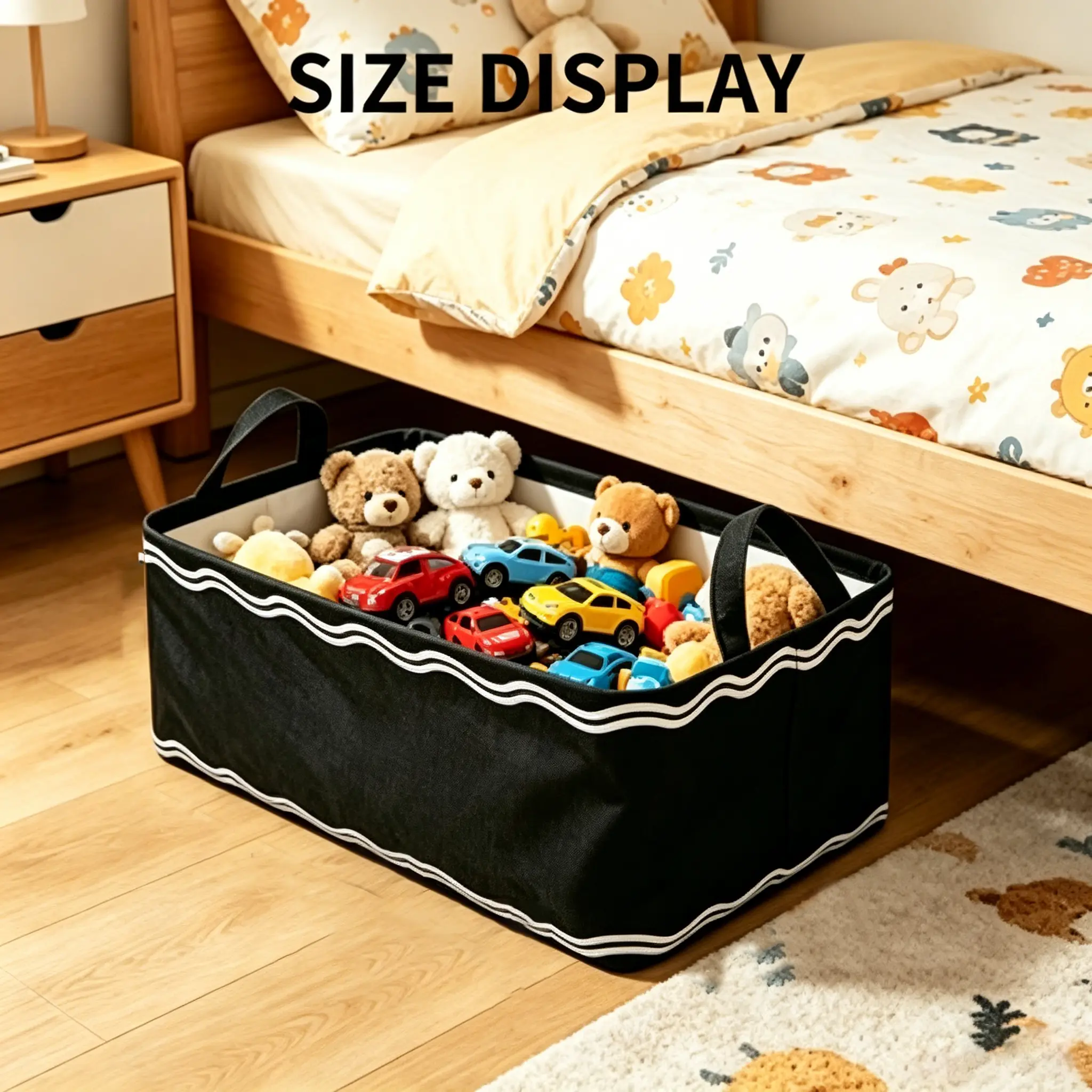 Dog toy basket, foldable pet toy storage box with comfortable handle, large pet toy organizer basket suitable for accessories, toys, jackets and clothing, blankets, and leashes (Brown, Size M: 15.7 inches × 11.8 inches × 8 inches)