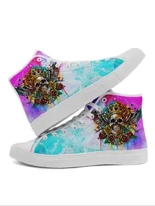 Women's Punk Style Skull & Crown Pattern Lace Up Front Sneakers, Fashionable Breathable Comfortable Sports Shoes, Female All-match Round Toe Shoes for Daily Wear