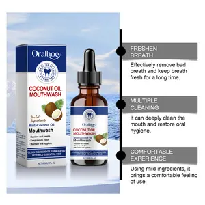 Coconut Oil Mouthwash with Glycerin & Sorbitol, Natural Mouthwash for Gums, Teeth Whitening, Cavity Prevention, Helps Maintain Oral Cleanliness & Provides Long-Lasting Freshness, Gentle Pulling Oil for Daily Use