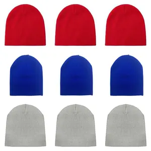 9-piece pack mixed-color short knit beanie, stretchy and breathable, unisex design, perfect for daily wear and outdoor sports. Easy to carry.