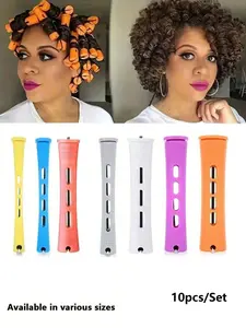 10pcs/Set Heatless Curler, Various Sizes, Long Perm Rods, Cold Wave Rods, Hair Curling Roller, Hair Styling Tools, Hair Styling Kit, Perm Rods Set For Natural Hair, Varied Curls, Reusable for Salon-Style Curls at Home