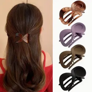 4pcs Matte Acrylic Curved Hair Claw Clips, Flat Alligator Hair Clips, Strong Grip Hair Banana Barrettes for Styling, Hair Accessories for Women