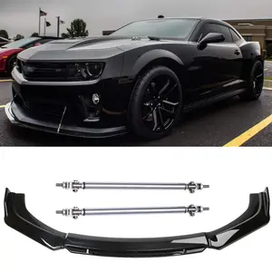 Gloss Black For Chevy Camaro Front Bumper Lip Splitter Spoiler Kit + Strut Rods