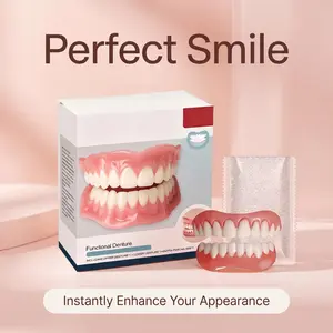 Adjustable Silicone Denture Kit – Upper & Lower Denture Set, Waterproof Reusable False Teeth, Comfortable Denture Kit with Storage Case, Dental Care Accessories
