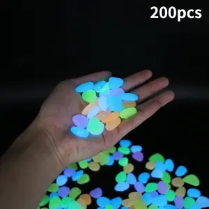 200pcs Luminous Glow Artificial Stone Pebbles, Decorative Aquatic Stones for Aquariums & Gardens, Aquarium Supplies, Enhance Your Water Feature Aesthetics, Decoration